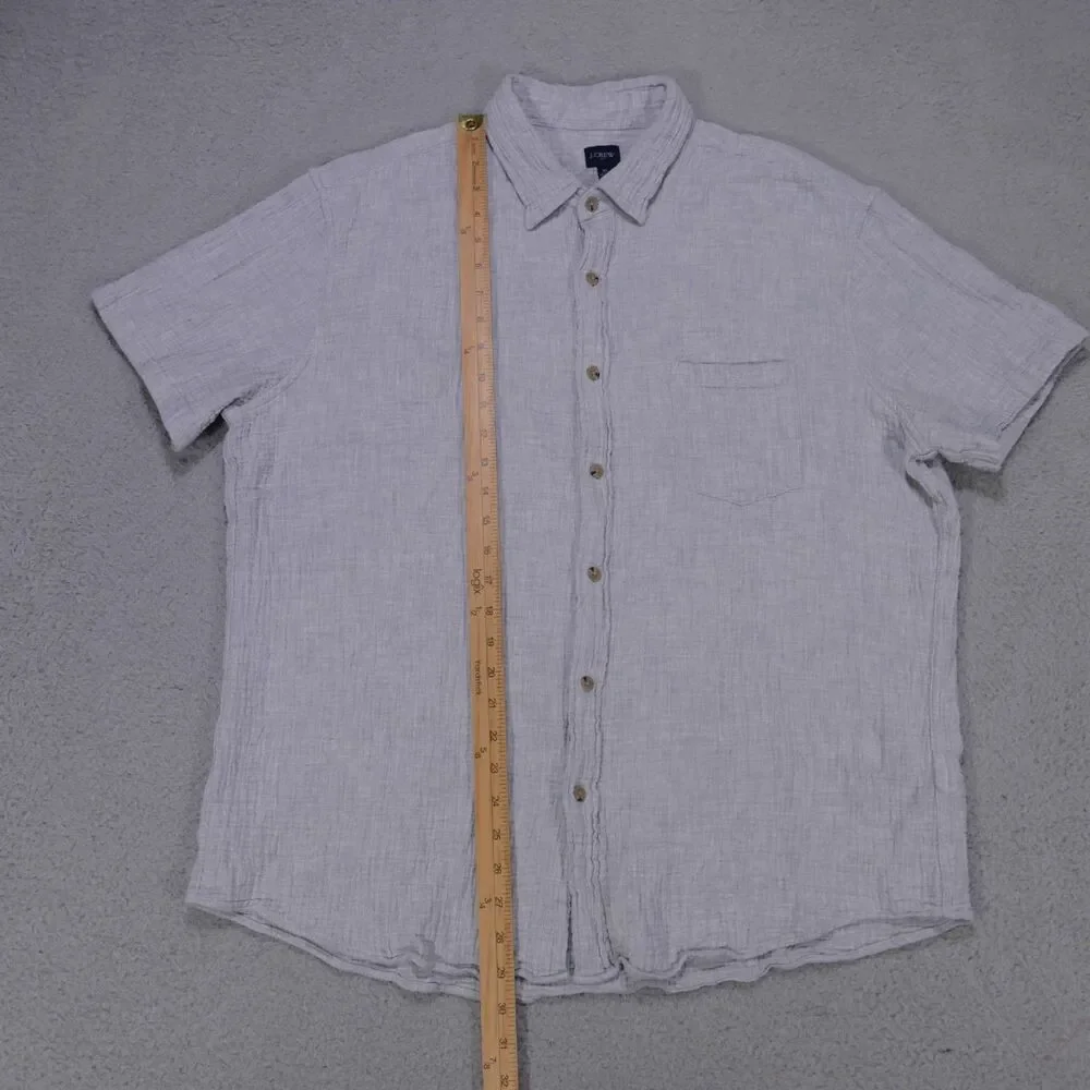 J.Crew Short Sleeve Gauze Shirt Mens XL Grey Textured Button Up